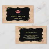 Roze Lippen Roze Gouden Glitters Wilde Bloemen Mon Visitekaartje (Voorkant / Achterkant)