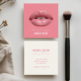 Roze lippen | Script Make-up Square-Visitekaartje Vierkante Visitekaartje