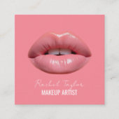 Roze lippen | Script Make-up Square-Visitekaartje Vierkante Visitekaartje (Voorkant)