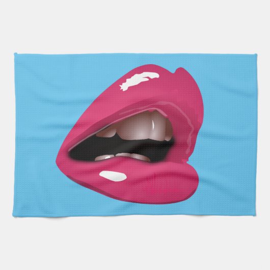 roze lippen theedoek (Horizontaal)