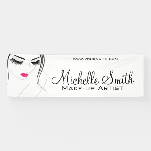 Roze lippen Ventilator lange zweetklemmen Uitgebre Spandoek (Horizontaal)