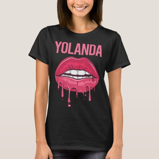 Roze Lippen - Yolanda Naam T-shirt (Voorkant)