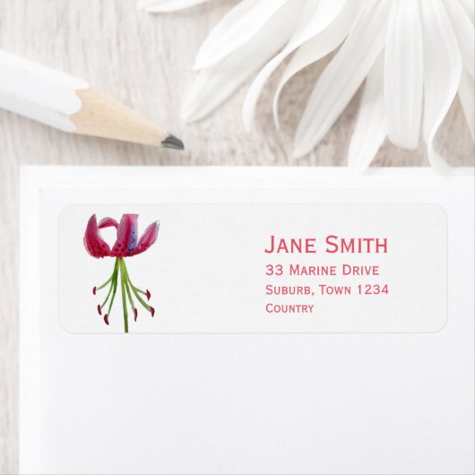 Roze lippenbloem Eenvoudige zen waterverf kunst Etiket (Insitu)