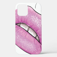 Roze lippenkleur glans met tanden
