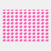 Roze Lippenprint Inpakpapier Vel (Voorkant 2)