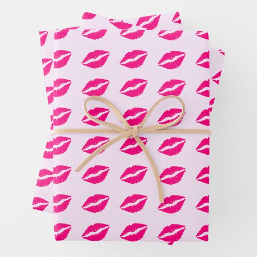 Roze Lippenprint Inpakpapier Vel (In situ)