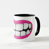 roze lippenstift glimlacht met grote tanden mok (Voorkant rechts)