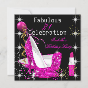 Roze Lippenstift Glitterschoenen met Hoge Hakken V Kaart