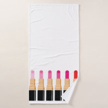 Roze lippenstift handdoek