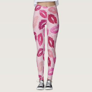 Roze Lippenstift Kus Naadloos Patroon Leggings