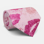 Roze Lippenstift Kus Naadloos Patroon Stropdas (Opgerold)