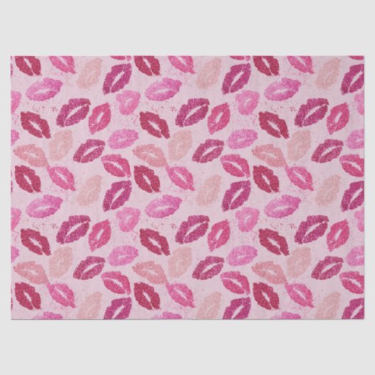 Roze Lippenstift Kus Naadloos Patroon Tissuepapier (Voorkant)