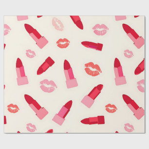 Roze Lippenstift Kus Patroon Cadeaupapier