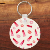 Roze Lippenstift Kus Patroon Sleutelhanger (Achterkant)