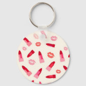 Roze Lippenstift Kus Patroon Sleutelhanger (Achterkant)