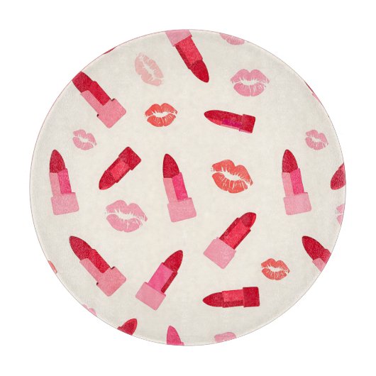 Roze Lippenstift Kus Patroon Snijplank (Voorkant)