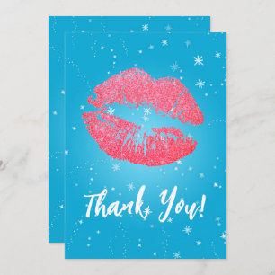 Roze lippenstift kusDank u Bedankkaart