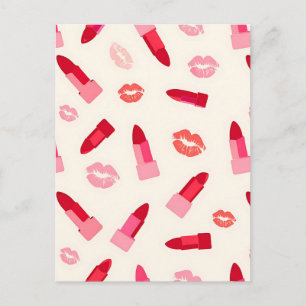 Roze lippenstift kuspatroon briefkaart