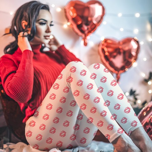Roze lippenstift kusprint leggings