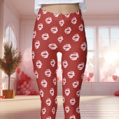 Roze lippenstift kusprint rood leggings