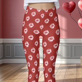 Roze lippenstift kusprint rood leggings