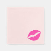 Roze lippenstift kusprint servetten (Voorkant)