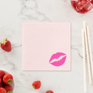 Roze lippenstift kusprint servetten
