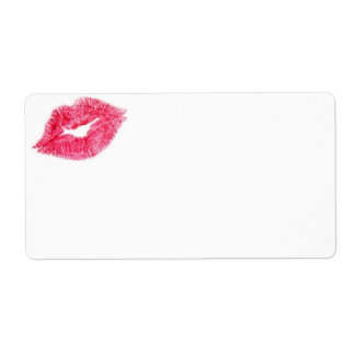 Roze lippenstift kusprintlabel etiket