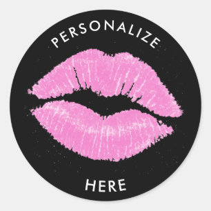 Roze Lippenstift Lip Vlek Make-up Schoonheid Ronde Sticker
