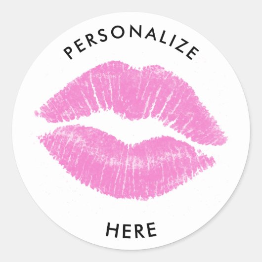 Roze Lippenstift Lip Vlek Make-up Schoonheid Ronde Sticker (Voorkant)
