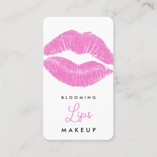 Roze Lippenstift Lip Vlek Make-up Social Media Visitekaartje (Voorkant)