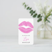 Roze Lippenstift Lip Vlek Make-up Social Media Visitekaartje (Staand voorkant)