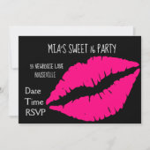 Roze lippenstift make-up Sweet sixteen Party Kaart (Voorkant)