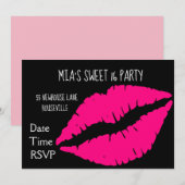 Roze lippenstift make-up Sweet sixteen Party Kaart (Voorkant / Achterkant)