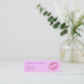 Roze lippenstift mini visitekaartje (Staand voorkant)