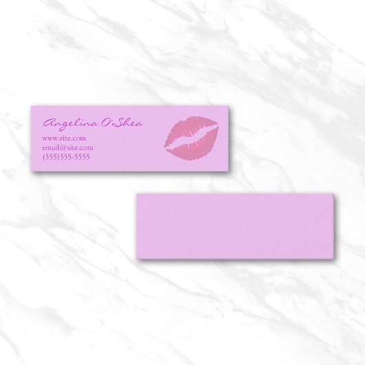 Roze lippenstift mini visitekaartje