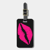 Roze lippenstift pop kunst bagagelabel (Voorkant verticaal)