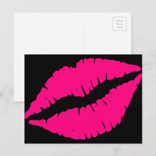 Roze lippenstift pop kunst briefkaart (Voorkant / Achterkant)