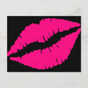 Roze lippenstift pop kunst briefkaart