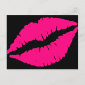 Roze lippenstift pop kunst briefkaart (Voorkant)