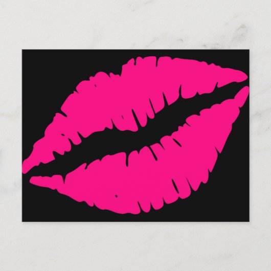 Roze lippenstift pop kunst briefkaart (Voorkant)