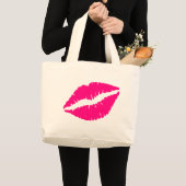 Roze lippenstift pop kunst grote tote bag (Voorkant (product))