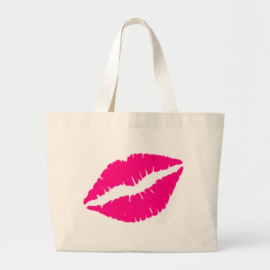 Roze lippenstift pop kunst grote tote bag (Voorkant)