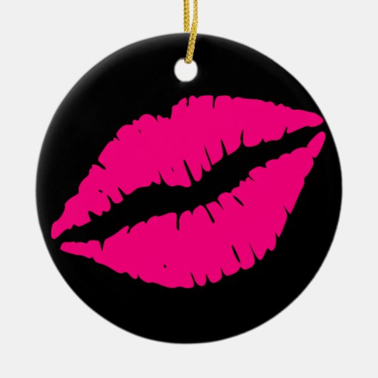 Roze lippenstift pop kunst keramisch ornament (Voorkant)