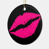 Roze lippenstift pop kunst keramisch ornament (Links)