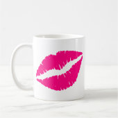 Roze lippenstift pop kunst koffiemok (Links)