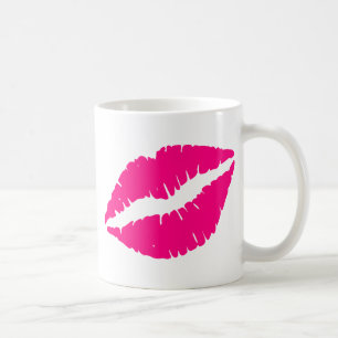 Roze lippenstift pop kunst koffiemok