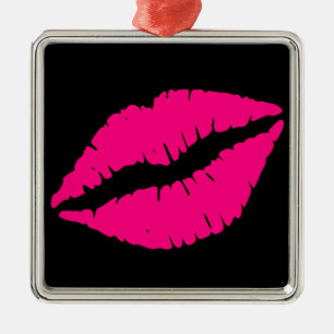 Roze lippenstift pop kunst metalen ornament