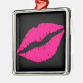 Roze lippenstift pop kunst metalen ornament (Links)