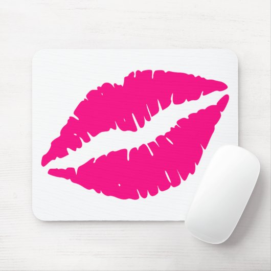 Roze lippenstift pop kunst muismat (Met muis)